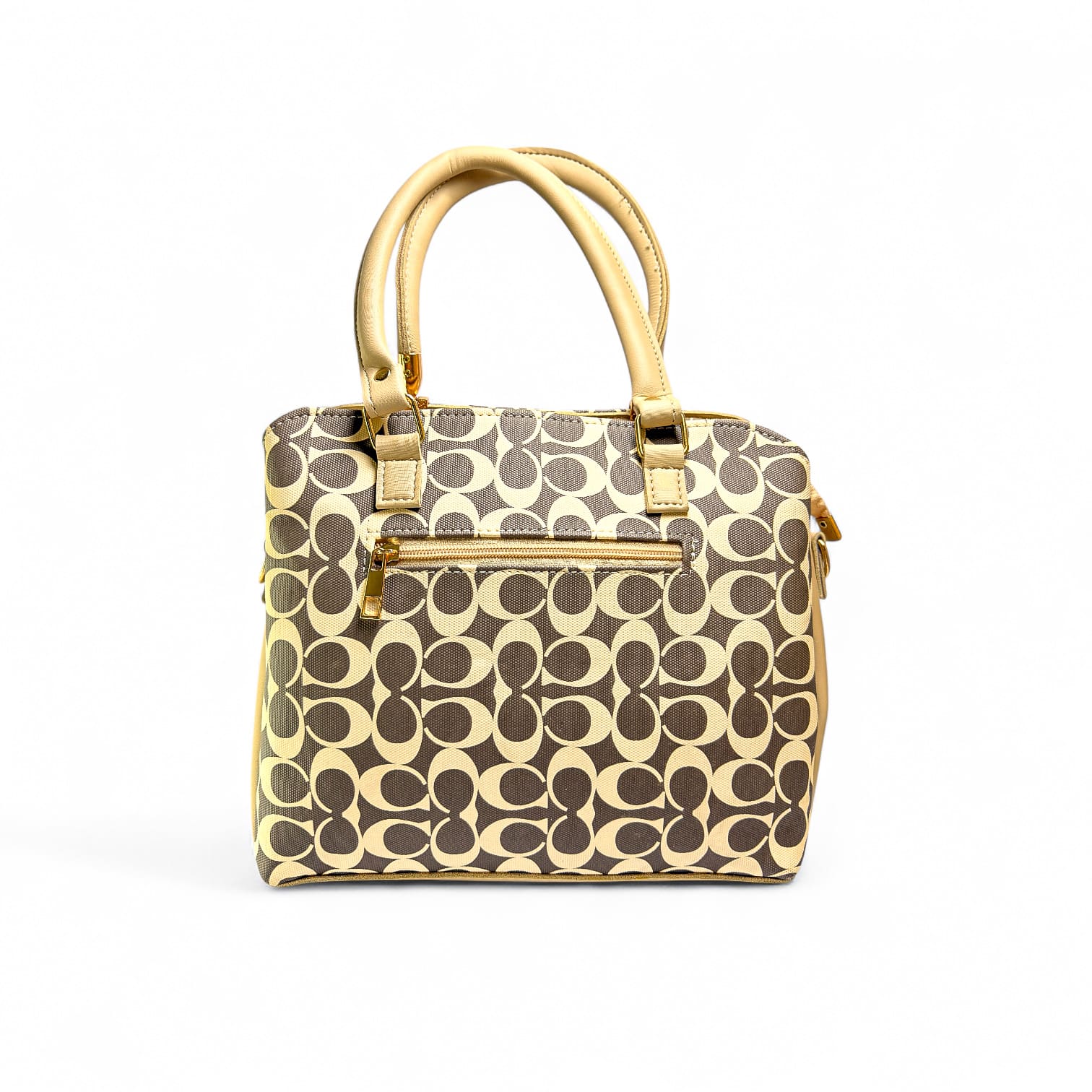 Elara Luxe Monogram Handbag - Cream Beige - Image 2