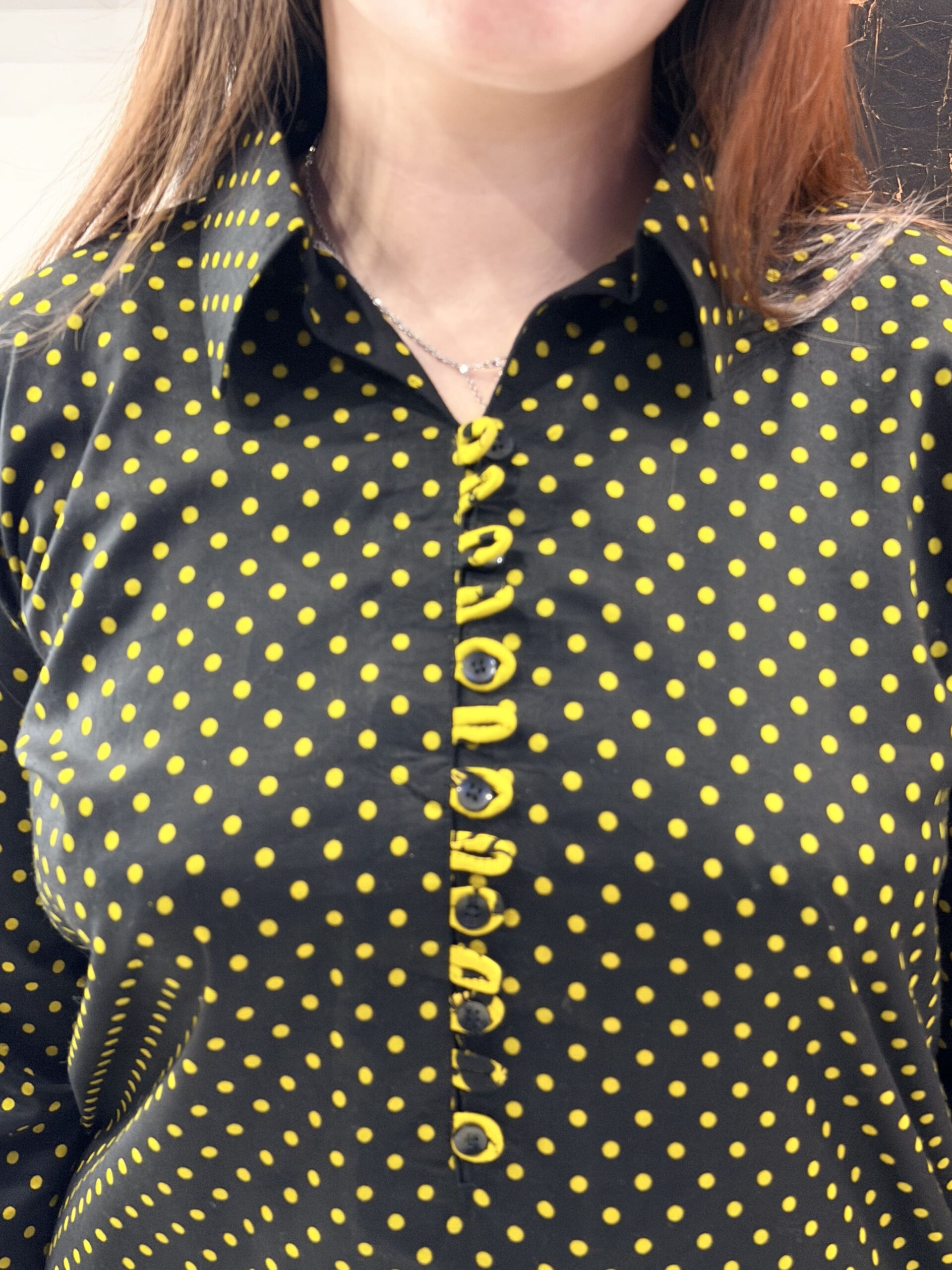 Golden Dot Classic Kurti - Black & Mustard - Image 2