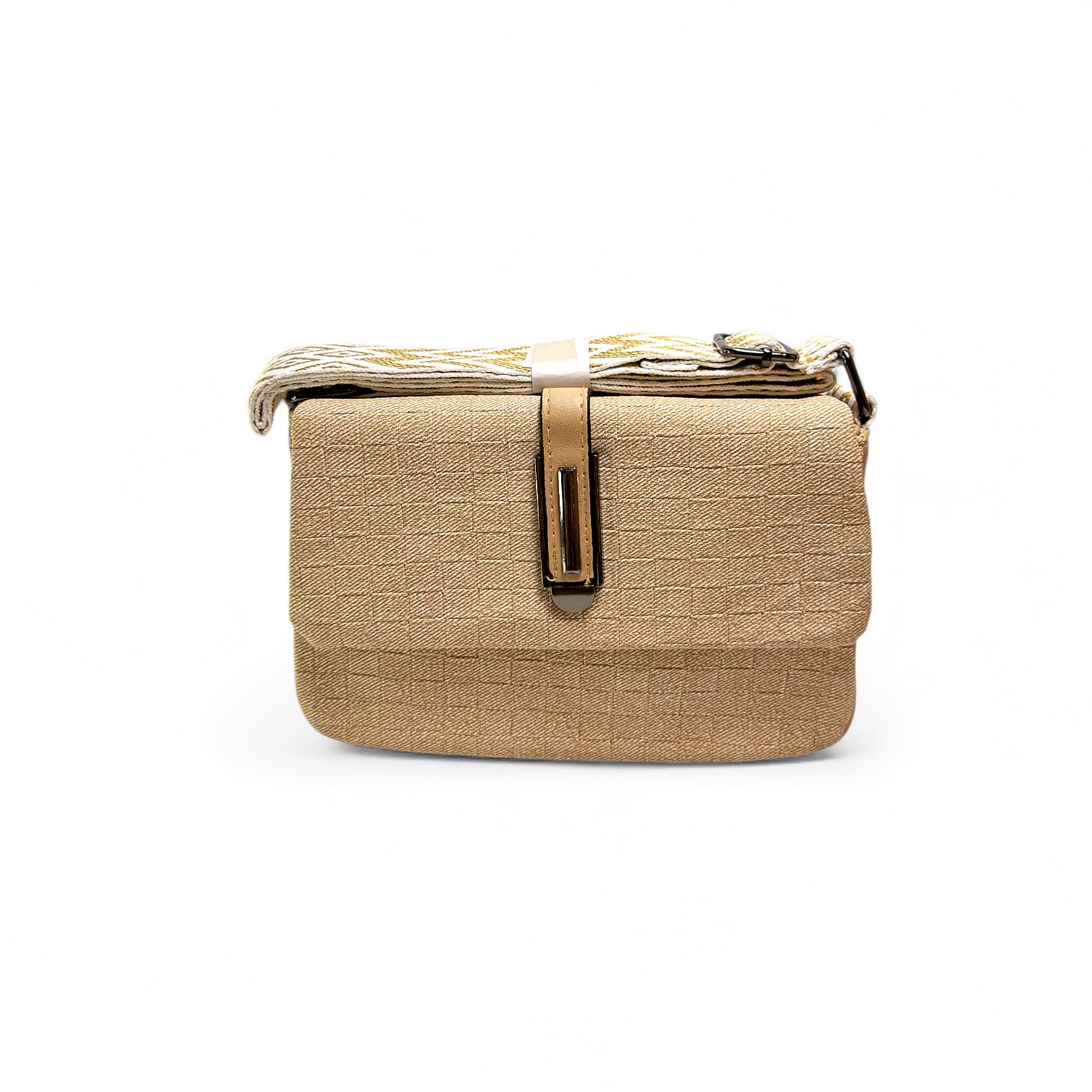 Luna Weave Crossbody Bag - Beige Elegance