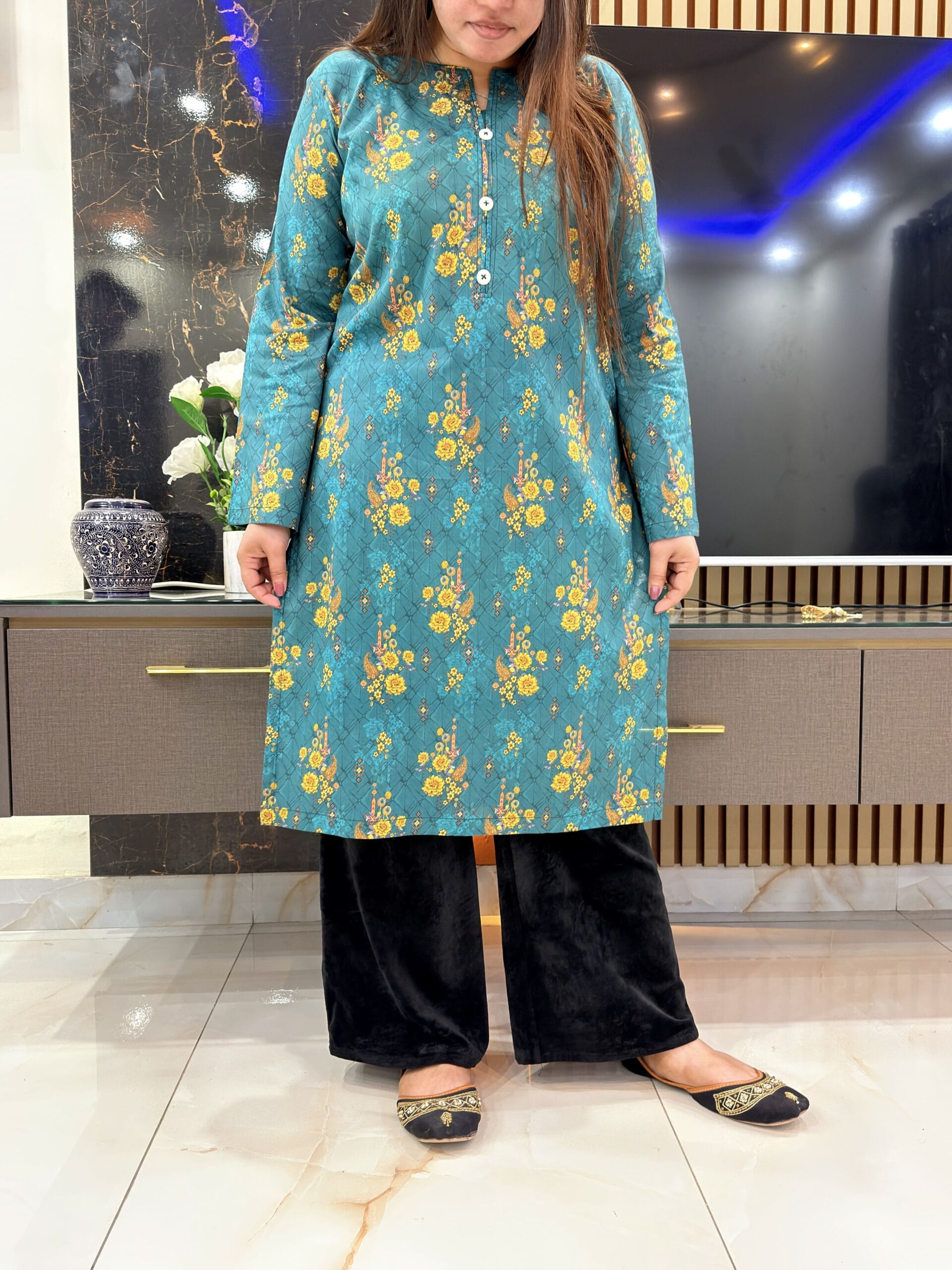 Zehra Bloom - Teal Floral Grace Kurti - Image 4