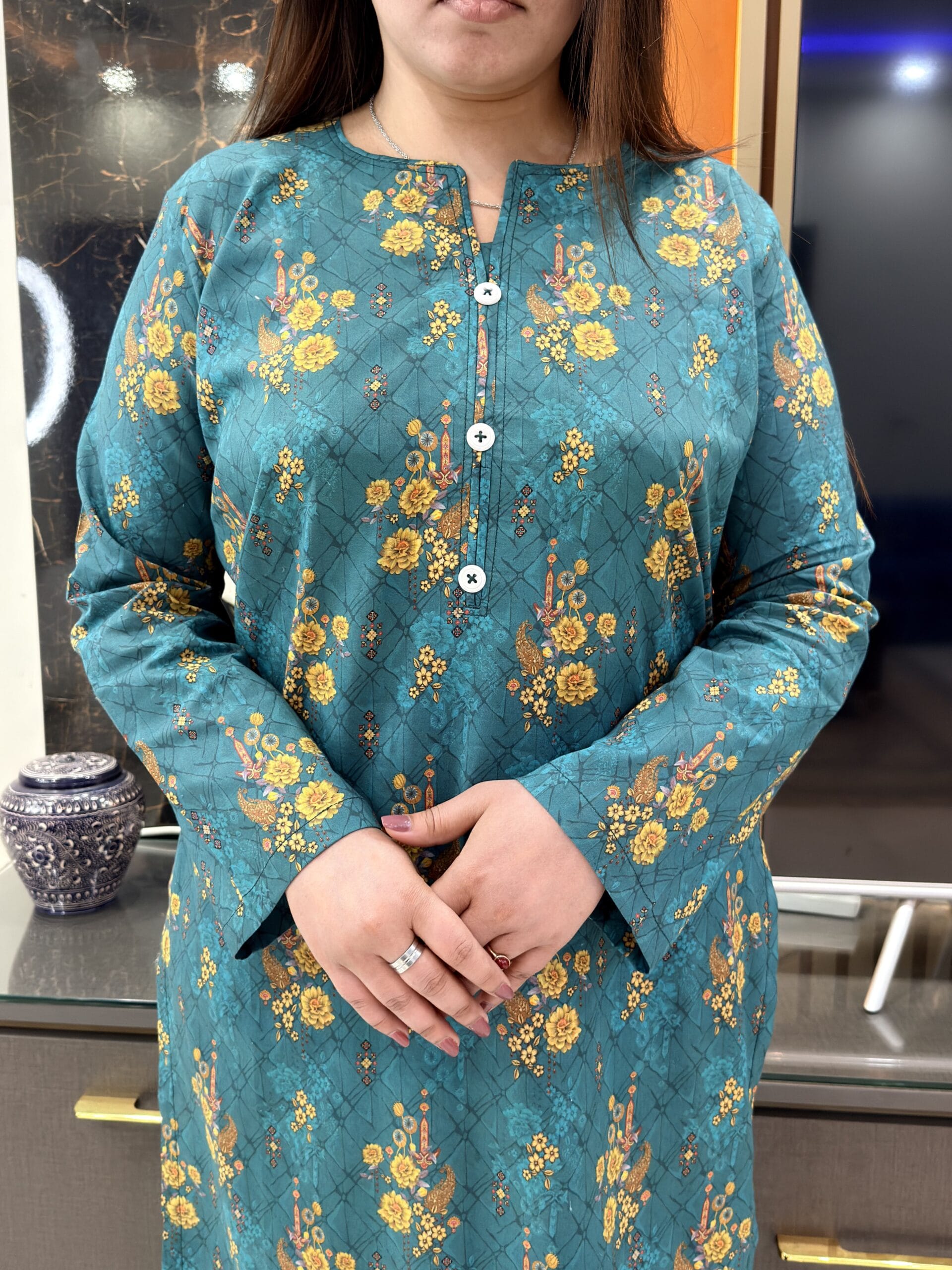 Zehra Bloom - Teal Floral Grace Kurti - Image 2