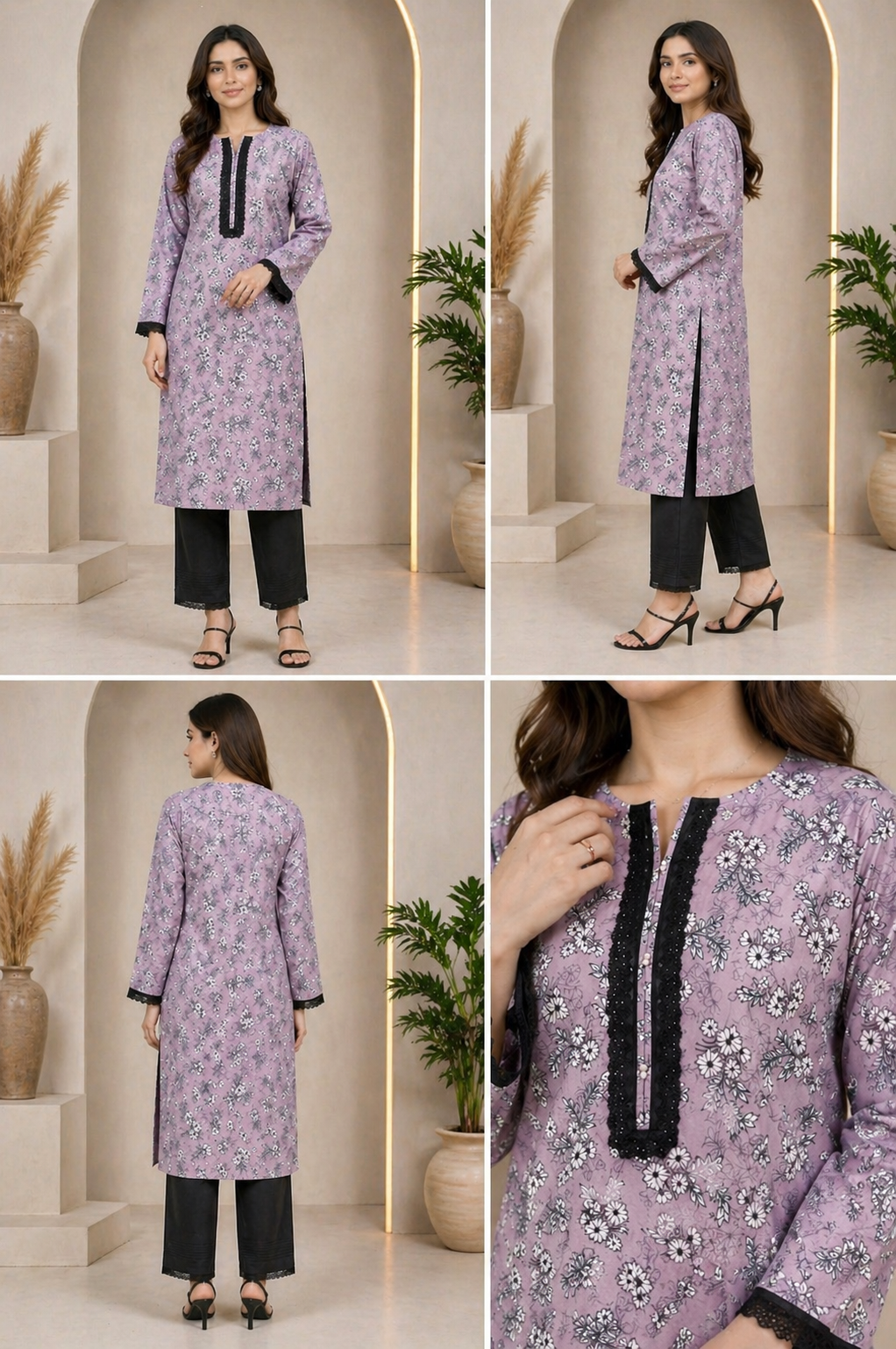 Lavender Bloom Elegance Kurti - Image 5