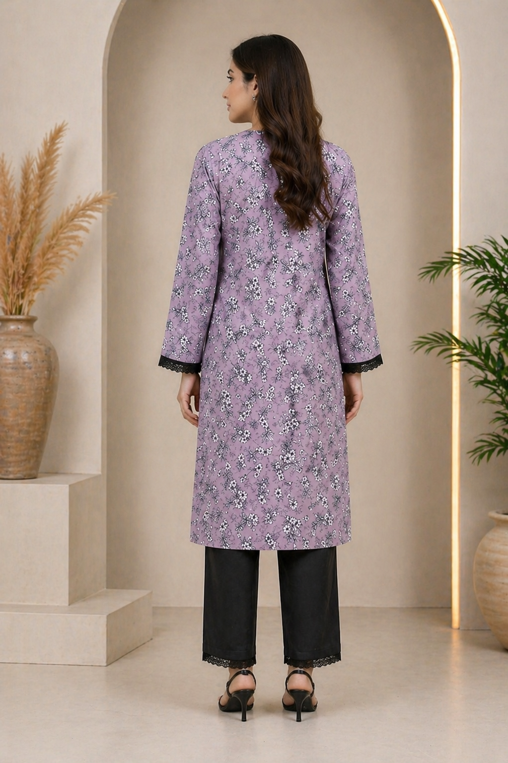 Lavender Bloom Elegance Kurti - Image 4