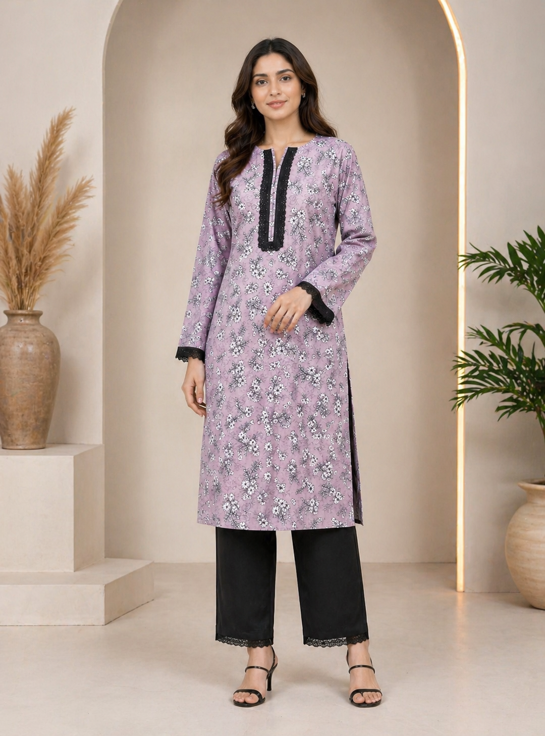 Lavender Bloom Elegance Kurti