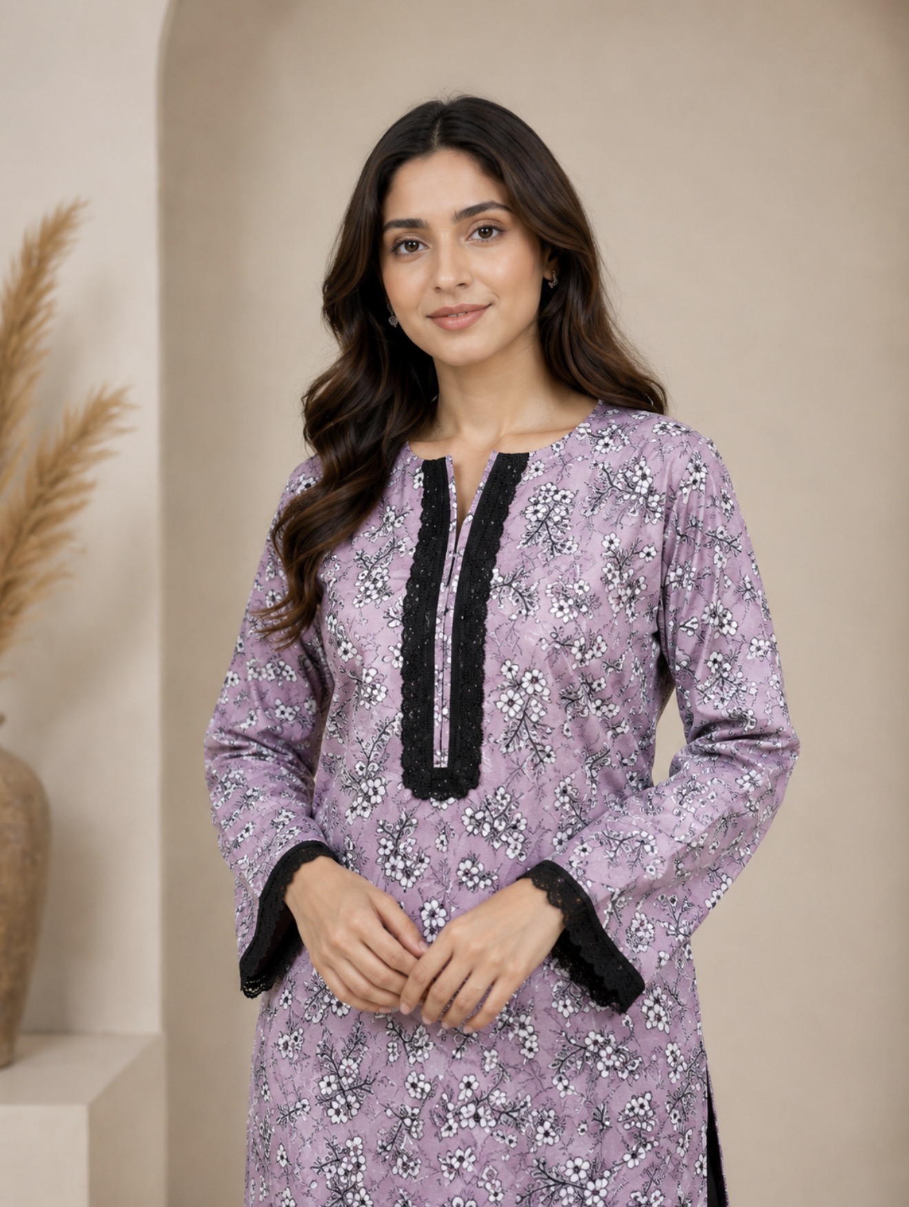 Lavender Bloom Elegance Kurti - Image 2