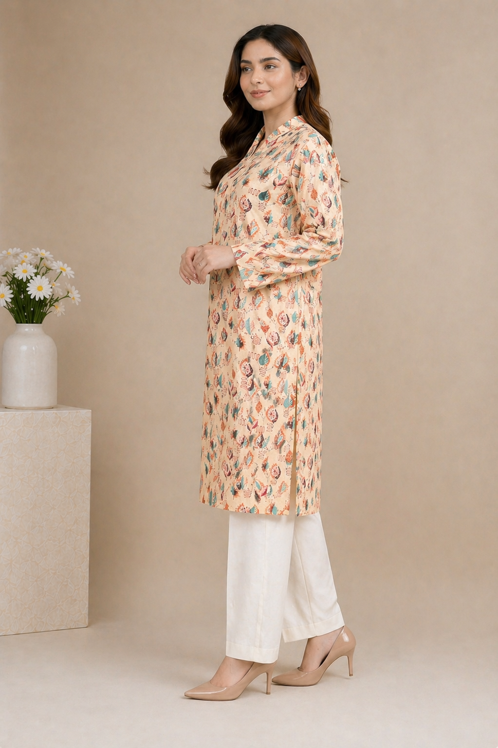Ivory Leaf Grace Printed Kurti - Image 3