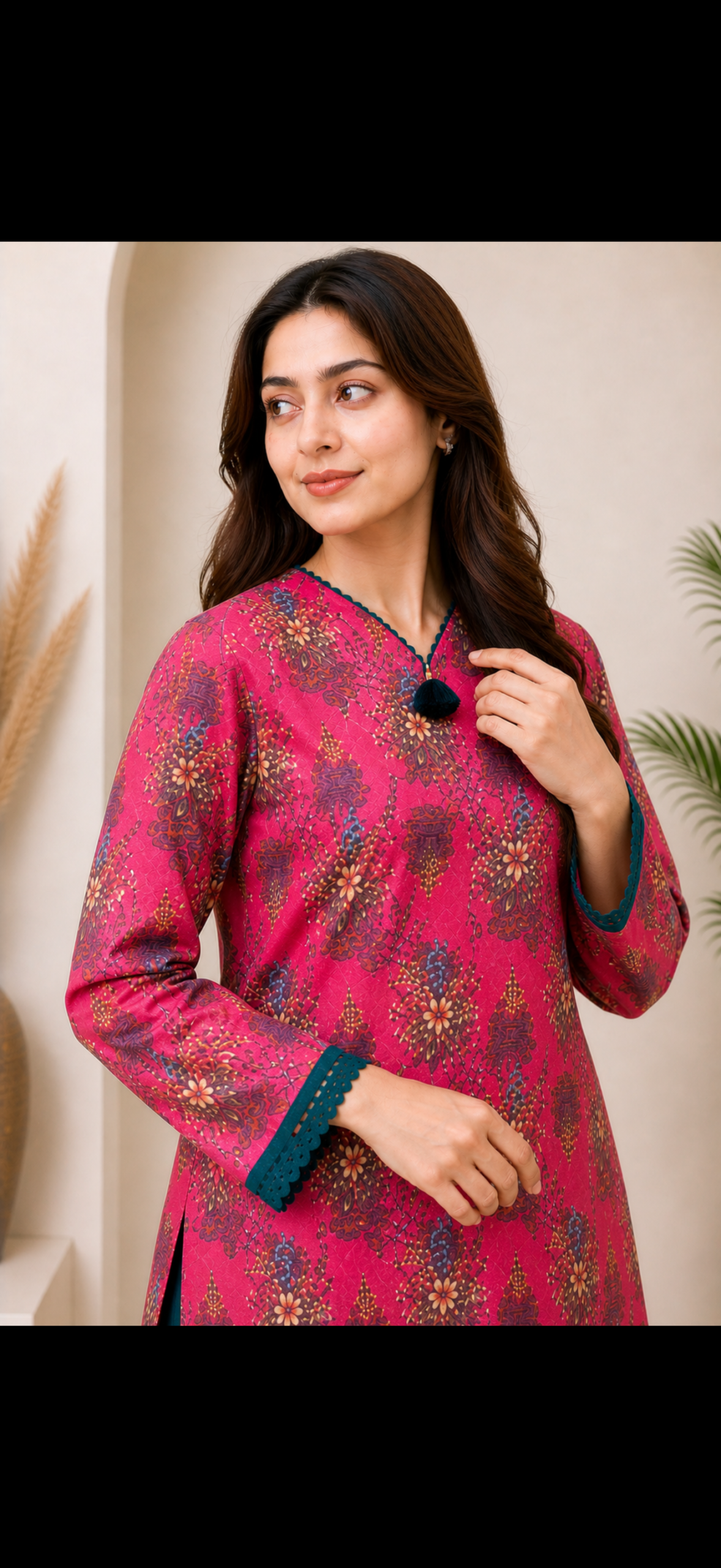 Riwaayat Pink Bloom Kurti - Image 2