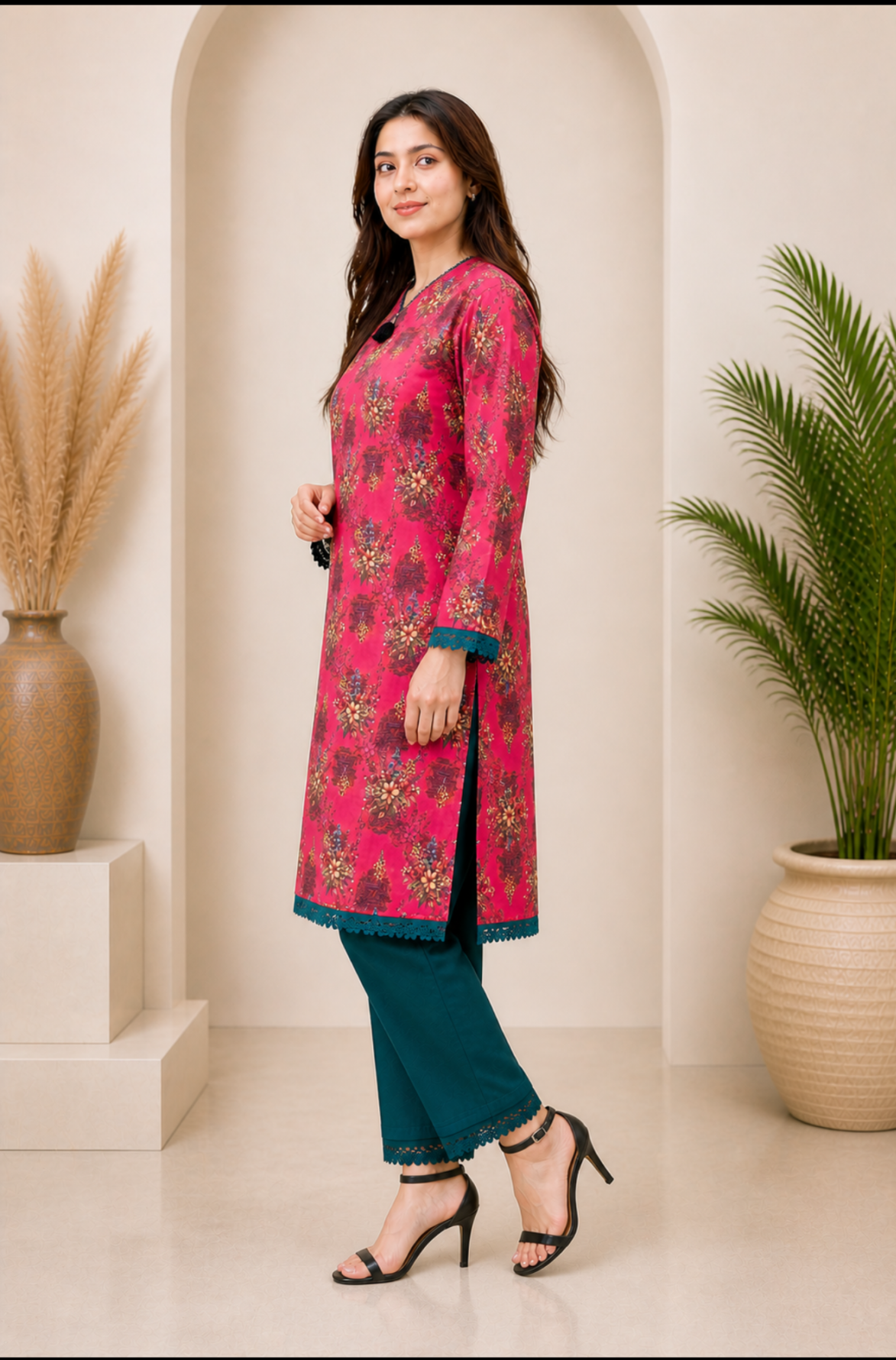 Riwaayat Pink Bloom Kurti