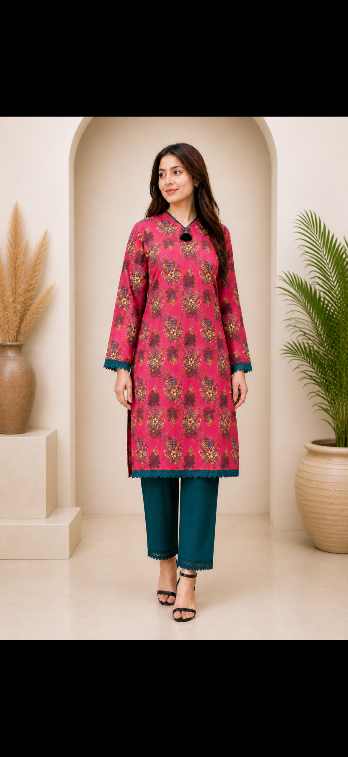 Riwaayat Pink Bloom Kurti - Image 3